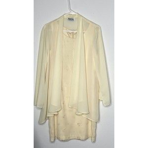 Dawn Joy II Woman 10P Light Yellow/Cream Color Sleeveless Dress Sheer Cover Up